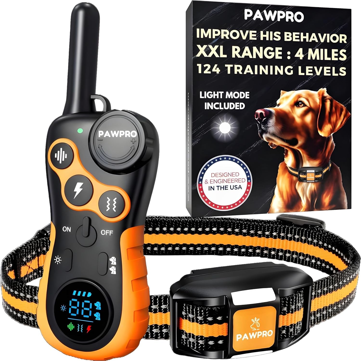 dog-shock-collar-with-remote-unmatched-4-mile-range-night-light-mode-training-guide-included-124-training-levels-4-modes-beep-vibration-shock-waterproof-rechargeable-fits-all-dogs-1-collar