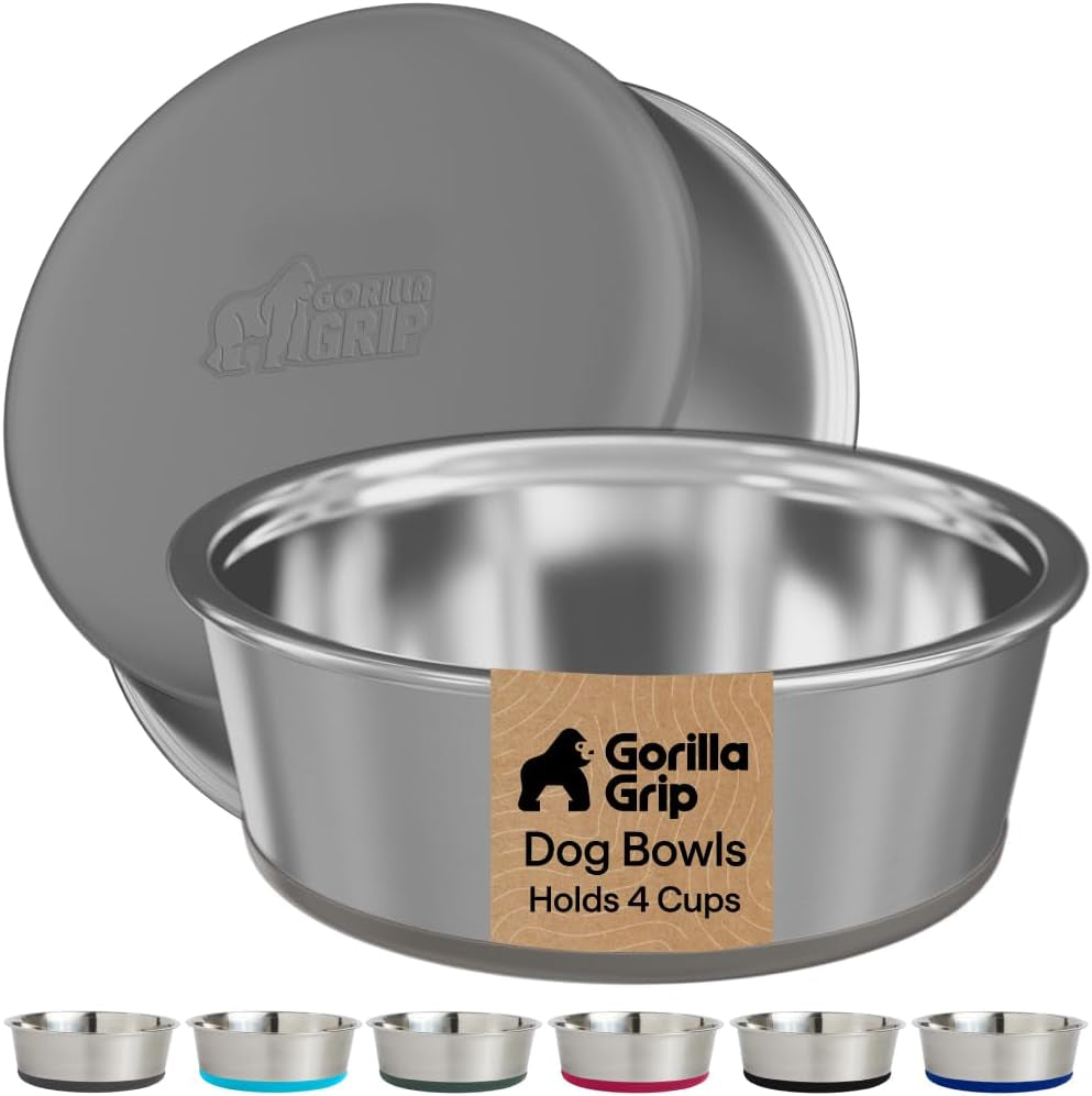 gorilla-grip-dog-bowls-food-grade-304-stainless-steel-holds-2-us-cups-each-16-fl-oz-food-and-water-bowl-for-feeding-dogs-and-cats-dishwasher-safe-rust-resistant-bpa-free-rubber-base-2-set-black