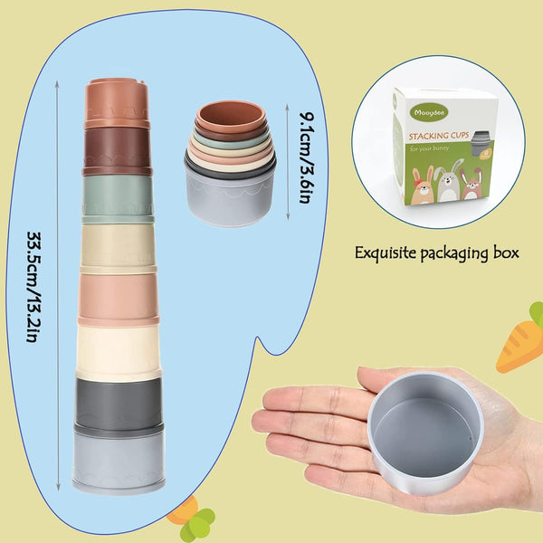 8 Pcs Stacking Cups for Rabbits Guinea Pig Reusable Multi-Colored Bunny Toy Rabbit Toys of Different Sizes, Safe Plastic Nesting Toys for Bunny Small Animals Hiding Food and Playing2