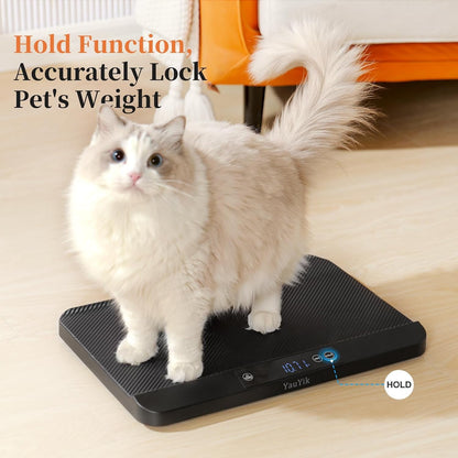 Yauyik Digital Pet Scale, Baby Scale with Non-Slip Mat, up to 40Kg, Black | High Precision Puppy Whelping Scale for Kittens, and Crawl Pet, 5 Units, LED Display, Hold Function（Batteries Included）5