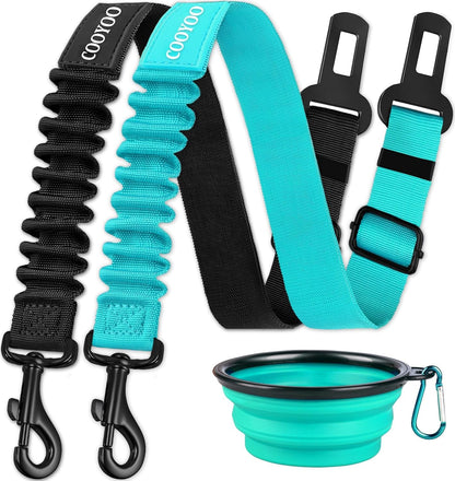 COOYOO Dog Seat Belt, Durability Retractable Dog Car Harness Adjustable Dog Seat Belt for Vehicle Nylon Pet Safety Seat Belts Heavy Duty & Elastic (1 Pack Black)9