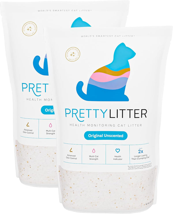 Prettylitter Health Monitoring Cat Litter (Unscented, Non Clumping) | Lightweight & Low Tracking, Color Changing Silica Gel Crystals, Advanced Odor Control — 6 Lbs, Pack of 2 (Up to 2 Month Supply)1