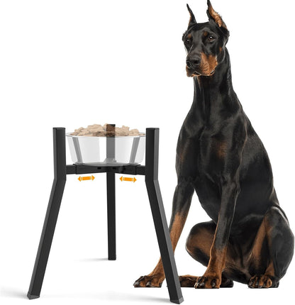 Dog Bowl Stand for Medium Large Dogs, Adjustable Width Elevated Dog Bowls 7-10.6", Raised Dog Food Water Bowls, 11 Inch Tall Single Holder, Black,Bowl Not Included10