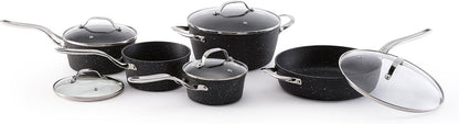 the Rock 10PC Non-Stick Cookware Set, Forged Aluminum, Black | Non-Stick Saucepans & Fry Pan. Rock.Tec Surface. Oven Safe. Even Heating. Everyday Cookware Set.5