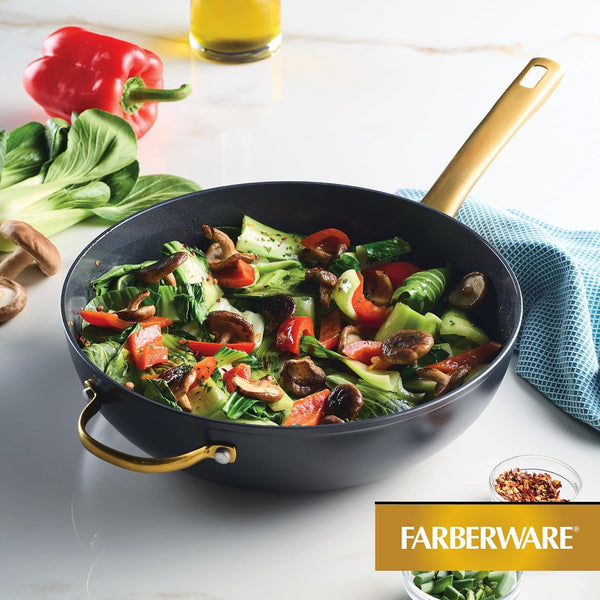 Forged Induction Ceramic Nonstick Stir-Fry Pan with Helper Handle, Dishwasher Safe, Suitable for All Stovetops, 12.25 Inch Wok Pan - Black3