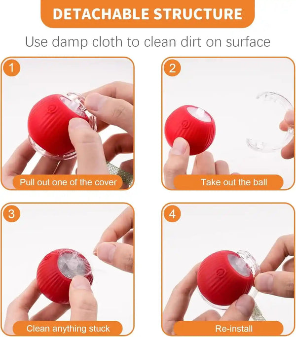 Cat Toys for Indoor Cats Smart Automatic Bal Moving Chase Dogs Toy, Red | Ball Rolling for Bored Kitten Pet, Upgraded Speedy Moving Chase Dogs Toy7