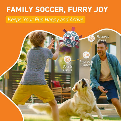 QDAN Dog Balls, 6 Inch Dog Soccer Ball with Straps, Herding Balls for Dogs | Outdoor Dog Toys Balls for 20-40 Lb Dogs, Puppy Ball to Keep Them Busy, Dog Pool Water Play Toy, Puppy Birthday Gifts4