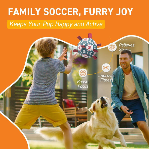 QDAN Dog Balls, 6 Inch Dog Soccer Ball with Straps, Herding Balls for Dogs | Outdoor Dog Toys Balls for 20-40 Lb Dogs, Puppy Ball to Keep Them Busy, Dog Pool Water Play Toy, Puppy Birthday Gifts4