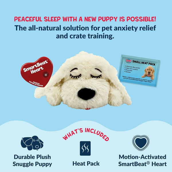 Snuggle Puppy Heartbeat Puppy Toy for Small Breeds, Compact Plush Dog Toy with Real-Feel Pulse, Designed for Crate Time, First Nights, and Rest - Cream4