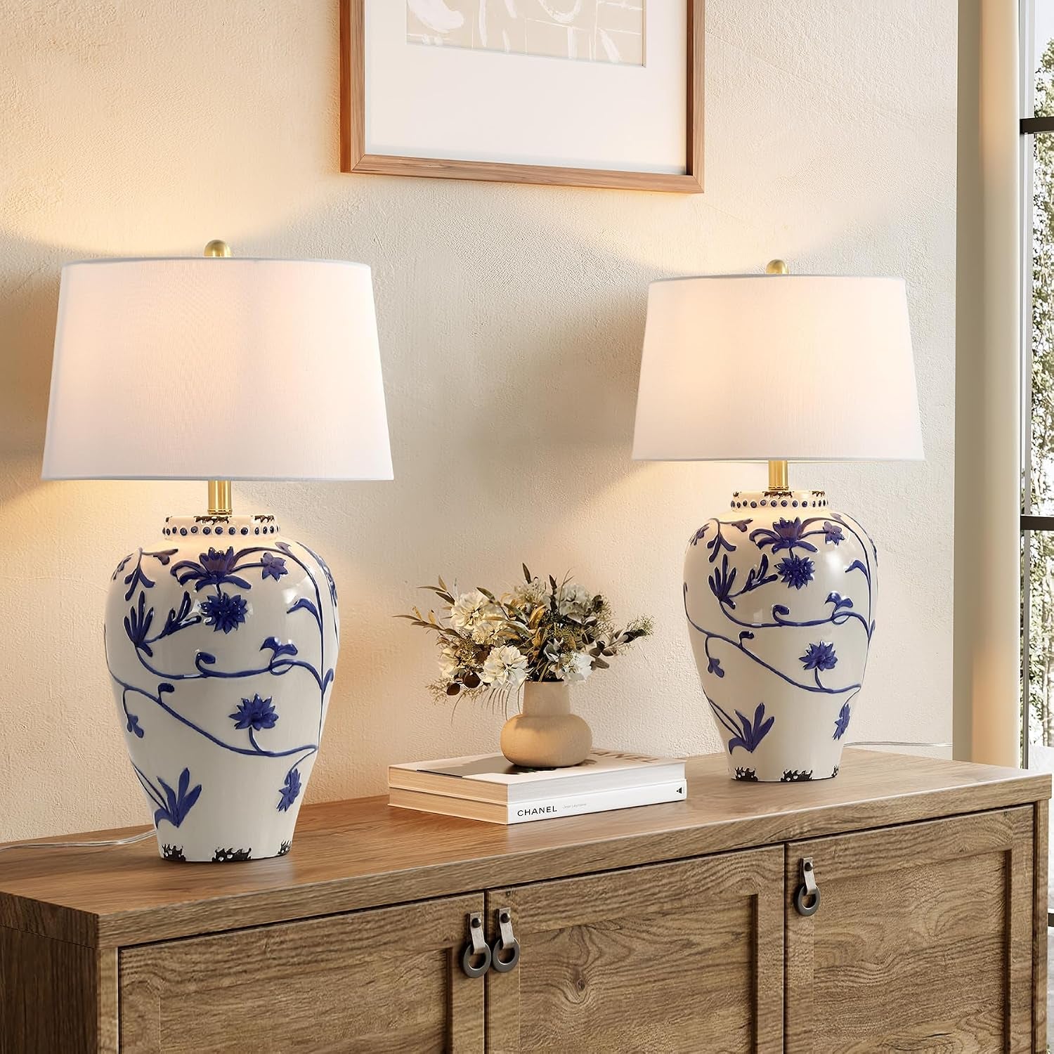 tribesigns-27-inch-table-lamp-with-blue-and-white-porcelain-ginger-jar-embossed-floral-ceramic-base-with-fabric-shade-for-living-room-entryway-nightstand-for-bedroom