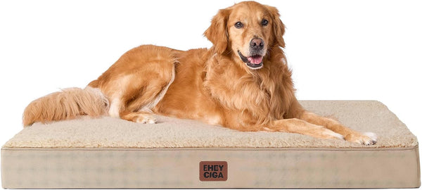 EHEYCIGA Orthopedic Dog Bed Large with Removable Washable Cover,Grey,41X27 | Egg Crate Foam Support,Durable Oxford Fabric,Non-Slip Bottom,Machine Washable,Soft Waterproof Plush Pet Bed Mat for Crate94