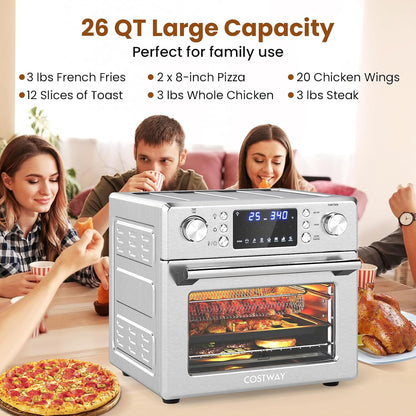 14-In-1 Air Fryer Toaster Oven Combo | 1700W Dual Cook & 26 QT Large Capacity Stainless Steel Countertop Convection Oven LED Display, 7 Accessories6