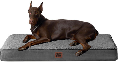 EHEYCIGA Orthopedic Dog Bed Large with Removable Washable Cover,Grey,41X27 | Egg Crate Foam Support,Durable Oxford Fabric,Non-Slip Bottom,Machine Washable,Soft Waterproof Plush Pet Bed Mat for Crate89