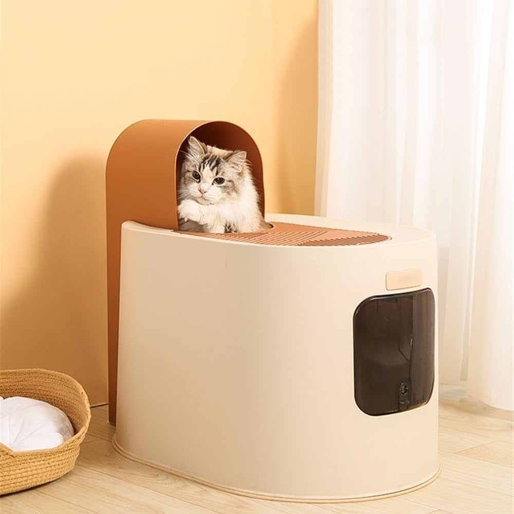 pet-supplies-large-hooded-cat-litter-box-with-lid-anti-splash-easy-clean-traybrown