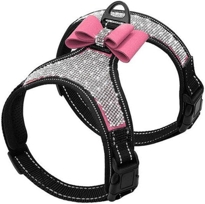 Beirui Rhinestone Dog Harness with Sparkly Bow Tie, Black,S,Chest 11-14" | Reflective Bling Nylon, Soft Fleece Padded, for Small Large Dogs Walking Party Wedding8