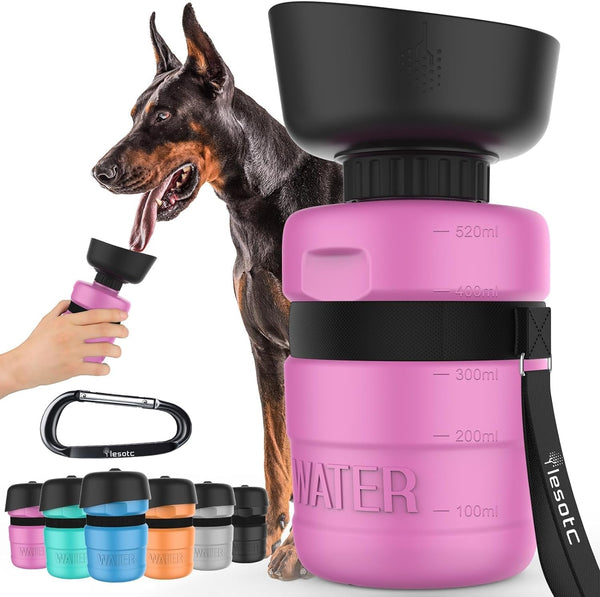 Lesotc Dog Water Bottle, Portable Water Dispenser with Travel Water Bowl, Leak Proof Pet Travel Squeeze Bottle, Puppy Essentials Dog Stuff Accessories for Outdoor Walking, Hiking, Camping26