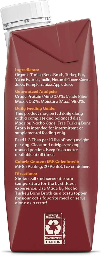 Made by Nacho Bone Broth Cat Food Topper for Hydration and Picky Eaters - Add Protein and Flavor to Your Dry Cat Food – Supports Optimal Nutrition, Digestion, Skin & Coat, 11 Oz. Turkey2