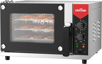 23L Quarter-Size Convection Oven,3-Tier Commercial Toaster Oven W/Front Glass Door,3 Set of Wire Racks,120 Minutes Timer and Interior Light, 120V/1600W Countertop Conventional Oven1
