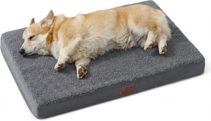 Bedsure Washable Dog Beds Large Sized Dog with Comfy Sherpa, 36X27In Grey | Orthopedic Egg Crate Foam,Comfort Support Flat Rectangle Pet Mat,Non-Slip Bottom,Removable Cover,For Large Breed up to 55 Lbs15