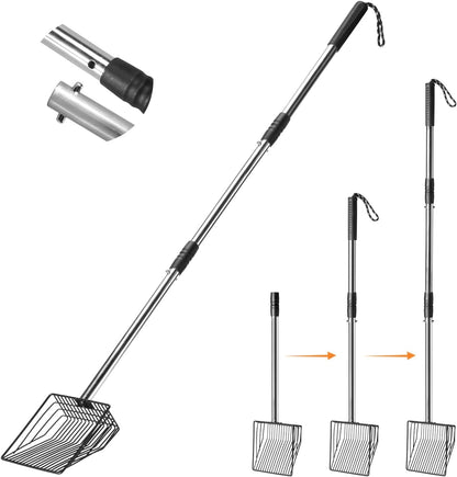 PETOCAT Cat Litter Scoop 43 Inch Metal Litter Scooper with Stainless Steel Long Handle, Upgraded Large Kitty Box Scooper Heavy Duty Deep Shovel for Fast Sifting, Dog Waste Scooops for outside Pet Poop1