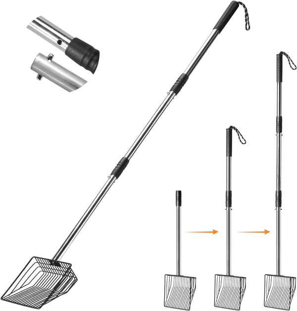 PETOCAT Cat Litter Scoop 43 Inch Metal Litter Scooper with Stainless Steel Long Handle, Upgraded Large Kitty Box Scooper Heavy Duty Deep Shovel for Fast Sifting, Dog Waste Scooops for outside Pet Poop1