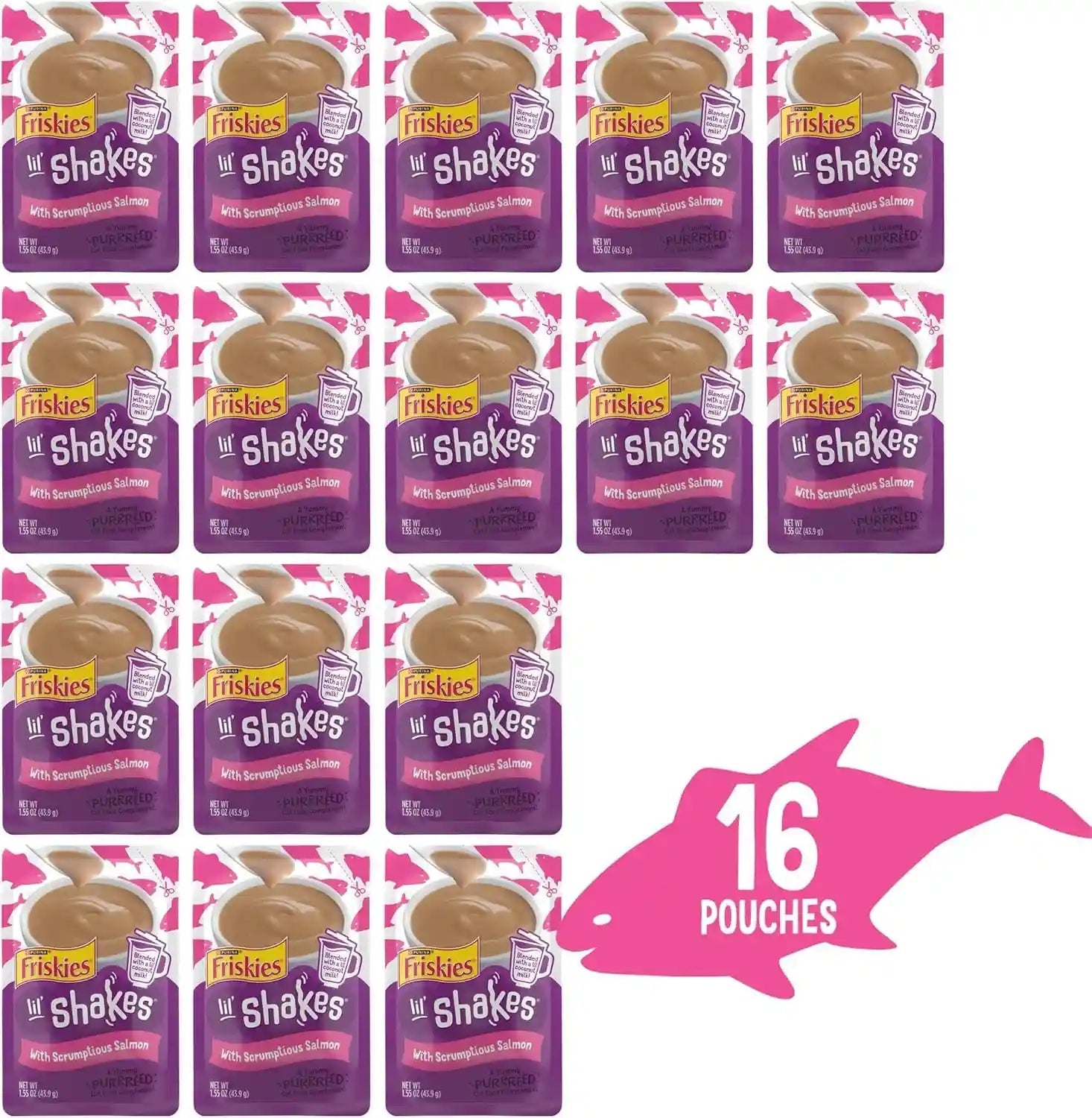 purina-friskies-pureed-cat-food-topper-lil-shakes-with-scrumptious-salmon-lickable-cat-treats-pack-of-16-1-55-oz-pouches