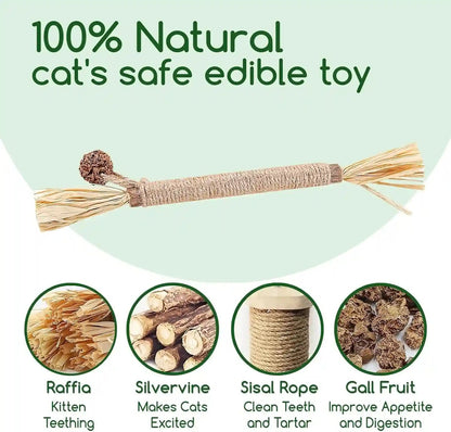 Natural Silvervine Cat Chew Toys for Dental Care | 11-Piece Natural Silvervine Chew Toys. Promotes Cat Dental Health, Aids Digestion, and Safely Expels Hairballs.4