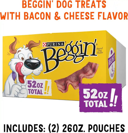 Purina Beggin' Strips with Real Meat Dog Training Treats with Bacon and Cheese Flavors - (Pack of 2) 26 Oz. Pouches6