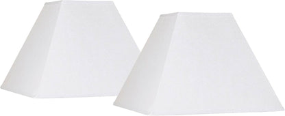 Large White Linen Set of 2 Square Lamp Shades 7X17X13 (Spider) | 7" Top X 17" Bottom X 12" High X 13" Slant Replacement for Table + Floor Lamps Hardback Shade Pre-Assembled Harp + Finial1