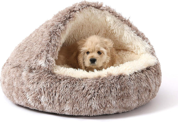 NOYAL round Hooded Donut Dog Bed for Small & Medium Pets - Plush Fluffy Anti-Anxiety Cat Cave Bed with Cover1