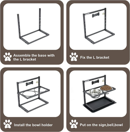 Elevated Dog Bowls with Slow Feeder for Large Dogs – Adjustable Raised Stand with 2 Stainless Steel Bowls & Spill-Proof Mat, Non-Slip Dog Feeder for Large & Medium Dogs (Black)6