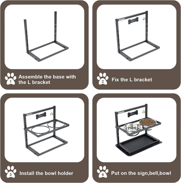 Elevated Dog Bowls with Slow Feeder for Large Dogs – Adjustable Raised Stand with 2 Stainless Steel Bowls & Spill-Proof Mat, Non-Slip Dog Feeder for Large & Medium Dogs (Black)6