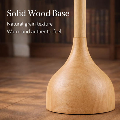 Mid Century Modern Real Wood Floor Lamp with 2 Shades for Two Looks | 65" Tall,Sculptural Teardrop Base,Wooden Pull Chain,Vintage Standing Lamp,Linen Shades,Living Room,Bedroom, Bulb Included3
