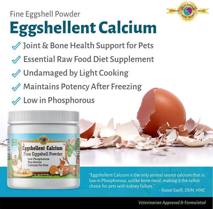 Calcium for Dogs and Cats - Fine Eggshell Powder - Strong Hip & Joint Supplement for Dogs and Cats- Dietary Supplement - No Additives - Pet'S Friend Eggshellent Calcium 16Oz3