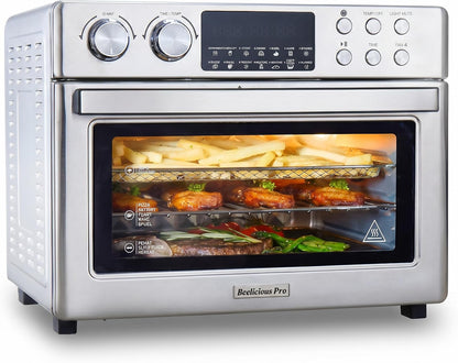 28QT Air Fryer Toaster Oven Combo, Large 12-In-1 Convection Countertop Oven, Brushed Metal1
