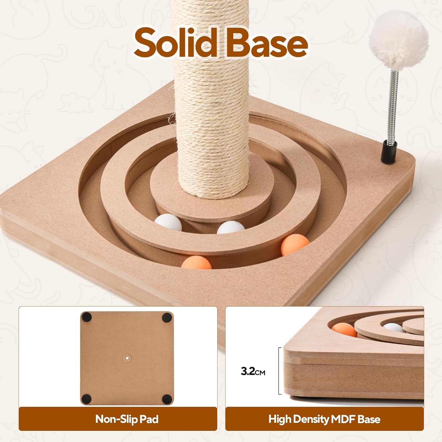 liflix-25-inches-cat-scratching-post-with-interactive-toys-sisal-cat-scratch-post-with-sturdy-ball-track-base-for-indoor-cats-and-kittens