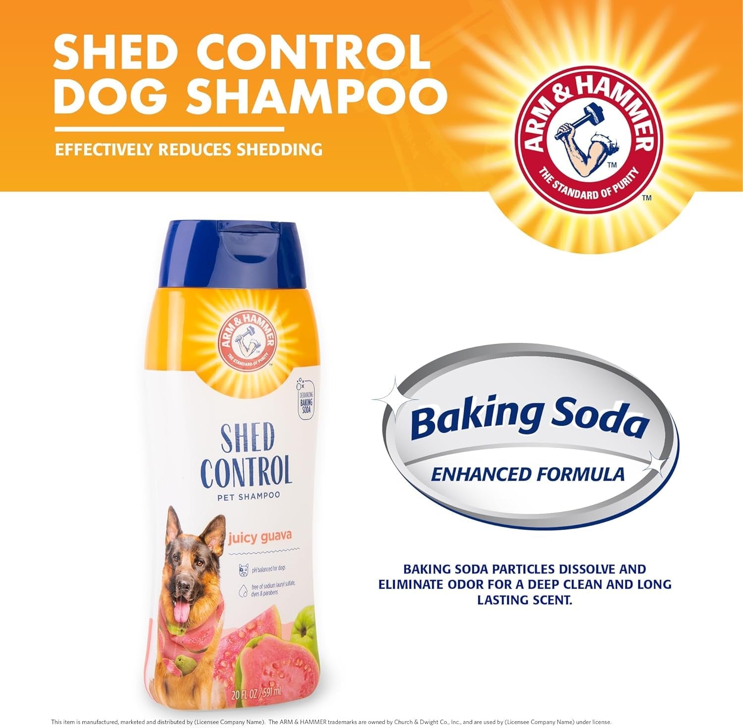 arm-hammer-for-pets-shed-control-shampoo-20oz-juicy-guava-scent-professional-quality-dog-shed-less-shampoo-de-shedding-dog-shampoo-free-of-sodium-lauryl-sulfate-parabens