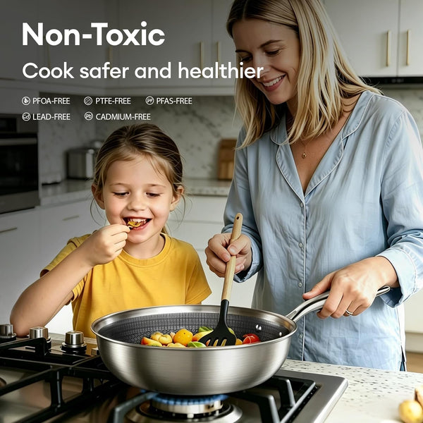 10Pcs Pots and Pans Set Non Stick, Stainless Steel Cookware Set | Hybrid, Non Toxic, Dishwasher and Oven Safe, All Cooktop Compatible, Stay-Cool Handles, PFOA Free2