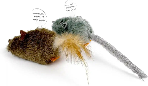 Ttcat 2 Pack Squeaky Furry Mouse Cat Toys with Silvervine, Realistic Fluffy Mice Kitten Interactive Hunting Toy, Noise-Making Cat Prey Toy for Indoor Cats, Boredom Relief Teaser Chew Toy.5