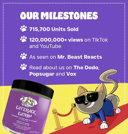Cat Crack Catnip, Zoomie-Inducing Cat Nip, 100% Natural North American Made | 100% Natural, Safe & Non-Addictive Catnip Treats Used to Supplement Cat Nip Toys, Spray, & Accessories (1 Cup)6