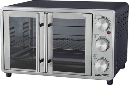 French Door Convection Toaster Oven & Broiler, Bake Broil Toast Oven, Fits 9X13’’ Aluminum Baking Pan, 6-Slices, 10’’ Pizza, Convection Oven - Stainless Steel5