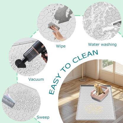 Cat Litter Mat for Litter Box, Silicone Large Cat Litter Trapping Mat - 40X28 In, Waterproof & Non-Slip, Durable & Easy Clean, Light Gray4
