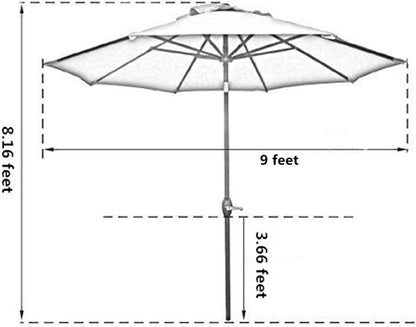 9' Patio Umbrella Outdoor Table Umbrella with 8 Ribs Tan | 9 FT Patio Umbrella with Waterproof Polyester Canopy, Aluminum Pole, Push-Button Tilt & Crank for Outdoor Patio Tables, Pool7