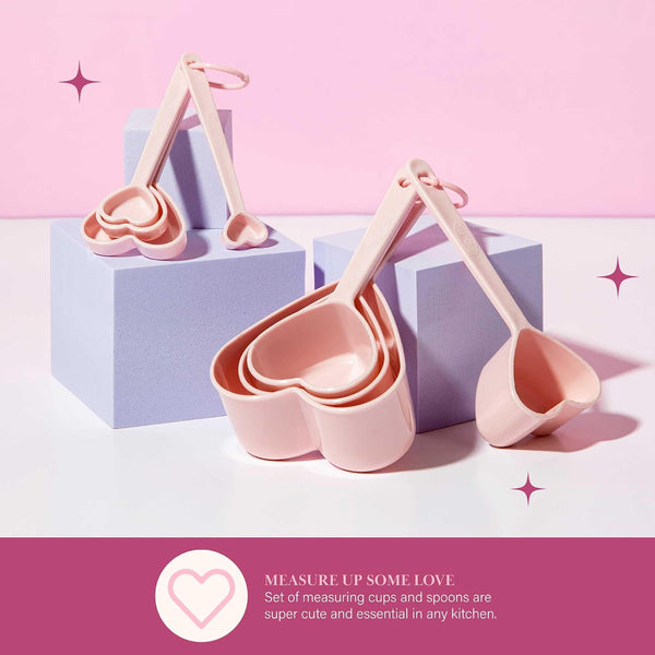 Stainless Steel Pots and Pans Set with Stay-Cool Pink Handles, Tempered Glass Lids, Bonus Heart Shaped Measuring Cups and Spoons, Dishwasher Safe Cookware, 10-Piece Set7