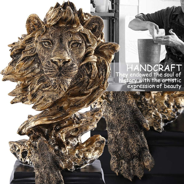 Sandstone Lion Statue, the King of Beast, Collectible Figurines, Golden | Statue Decoration for Home/Study/Living Room, Great Collectible Figurines, Best Gift for the Man, Golden Color (HH17-D2)3