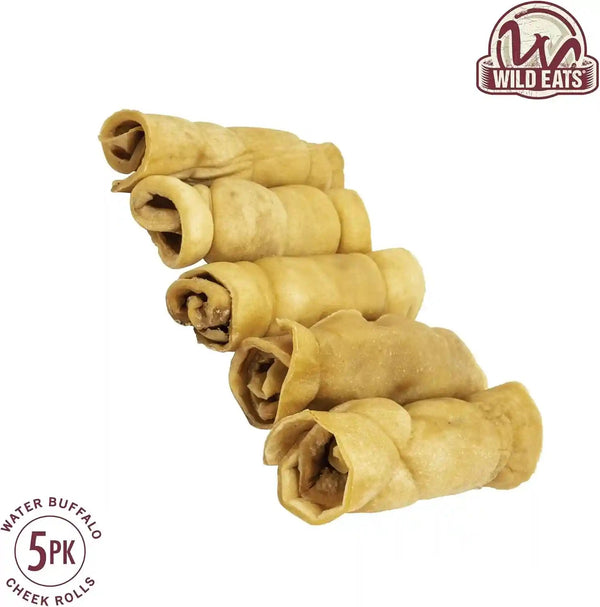 Wild Eats Water Buffalo Retriever Style Cheek Rolls Dog Chews, Pack of 5 | Long Lasting Treats and Bones for Aggressive Gnawing and Large Sized Breeds, Works as a Satisfying Substitute for Pig Ears8