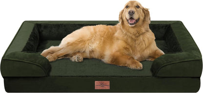 Comfort Expression Orthopedic Dog Bed for Extra Large Dogs with Bolster | Waterproof Dog Couch Bed with Washable Cover & Non-Slip Bottom, Supportive Egg Crate Foam XL Pet Bed, 42X30 Inch114