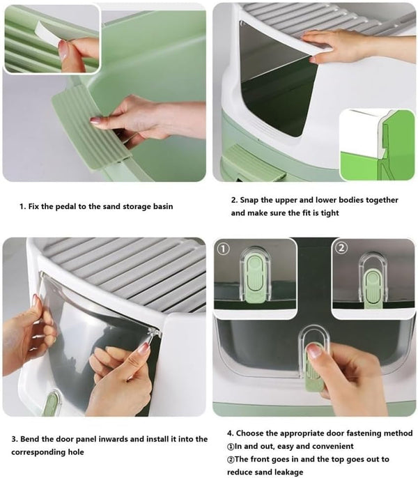 Pet Supplies, Enclosed Top-Entry Cat Litter Box with Lid & Scoop, Large Anti-Splash Drawer Design4