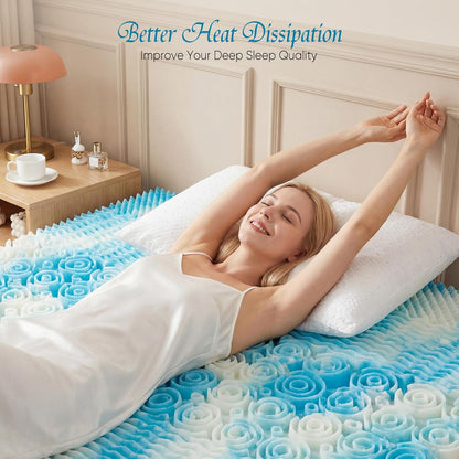 2 Inch 5-Zone Cooling Gel Memory Foam Mattress Topper Twin, Blue | Pressure Relief for Back & Hip Pain, Soft Reversible Mattress Pad for Dorm RV Camping, Certipur-Us Certified Bed Topper6