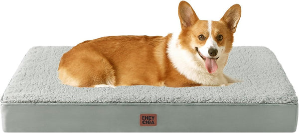 EHEYCIGA Orthopedic Dog Bed Large with Removable Washable Cover,Grey,41X27 | Egg Crate Foam Support,Durable Oxford Fabric,Non-Slip Bottom,Machine Washable,Soft Waterproof Plush Pet Bed Mat for Crate76